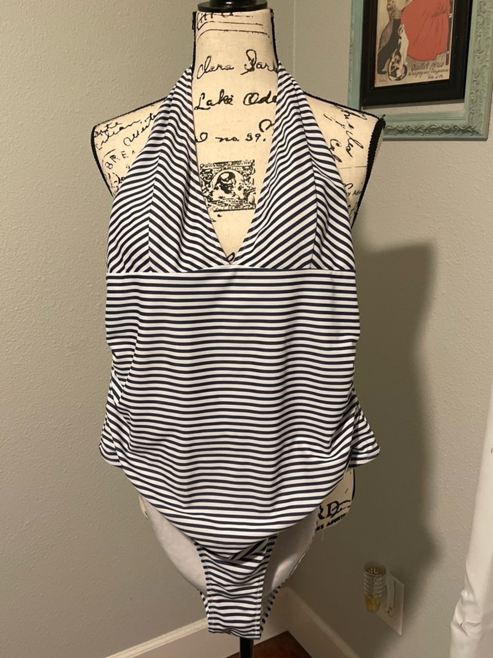 Striped Navy and White Halter Women’s Top